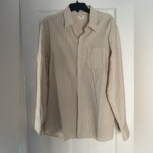 Tre Vero Cream Striped Button Down Shirt XL